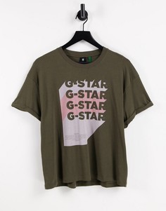 Зеленая футболка с графическим логотипом G-Star-Зеленый цвет