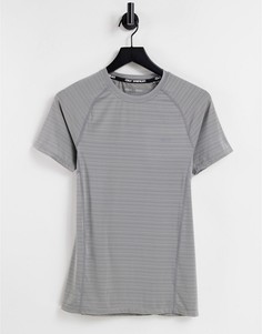Серая облегающая спортивная футболка с окраской "шенье" ASOS 4505-Серый
