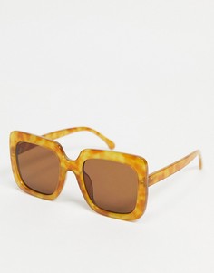 Светло-коричневые солнцезащитные очки в квадратной черепаховой oversized-оправе Monki Hanni-Коричневый цвет