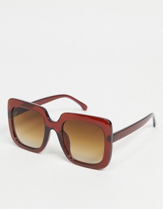 Коричневые солнцезащитные очки в квадратной oversized-оправе Monki Hanni-Коричневый цвет