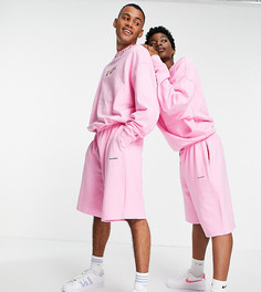 Розовые oversized-шорты в стиле унисекс с принтом от комплекта COLLUSION x EXIST LOUDLY Unisex-Розовый цвет