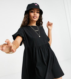 Черное трикотажное платье фасона бэби-долл New Look Petite-Черный цвет