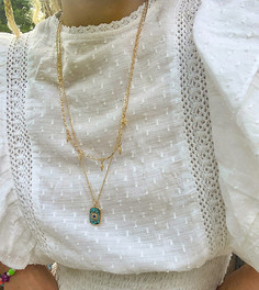 Золотистое ярусное ожерелье с цветным искусственным камнем и подвесками в виде звезд Reclaimed Vintage Inspired-Золотистый