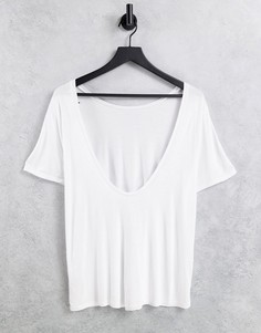 Белая футболка с овальным вырезом на спине NA-KD-Белый