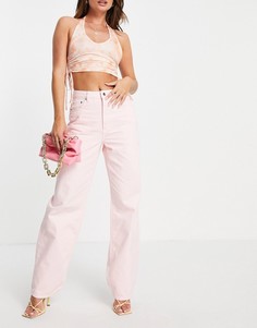 Пыльно-розовые прямые джинсы с завышенной талией NA-KD-Розовый цвет