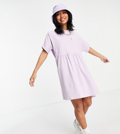 Сиреневое платье-футболка из органического хлопка с присборенной юбкой Noisy May Petite-Фиолетовый цвет