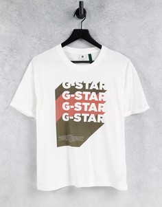 Белая футболка с графическим логотипом G-Star-Белый