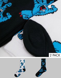 Набор из 2 пар носков черного и белого цвета с принтом рук Santa Cruz-Черный