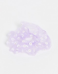 Резинка для волос из тюля сиреневого цвета с вышивкой Pieces-Фиолетовый цвет