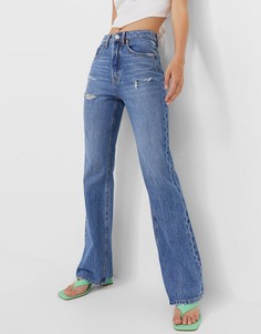 Голубые расклешенные джинсы Stradivarius Ultimate Authentic-Голубой