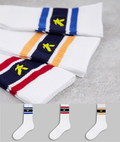 Набор из 3 пар белых спортивных носков c контрастными полосками Lyle & Scott Bodywear-Белый