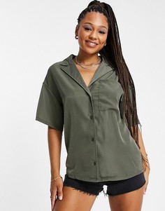 Oversized-рубашка цвета хаки (от комплекта) In The Style x Naomi Genes-Зеленый