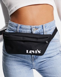 Черная сумка-кошелек на пояс в винтажном стиле с маленьким логотипом Levis-Черный цвет