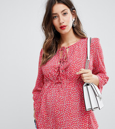 Блузка с цветочным принтом и завязкой Glamorous Bloom Maternity-Розовый