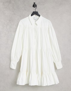 Белое платье-рубашка мини А-силуэта в стиле oversized ASOS EDITION Curve-Белый