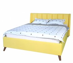 Мягкая кровать Betsi 1600, П/М, ткань, Жёлтый Bravo