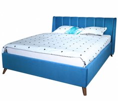 Мягкая кровать Betsi 1600, П/М, ткань, Синий Bravo