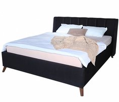 Мягкая кровать Betsi 1600, П/М, ткань, Чёрная Bravo