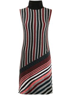 Louis Vuitton полосатое платье pre-owned с высоким воротником