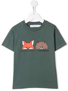 MAISON KITSUNE KIDS футболка с логотипом из коллаборации с Line Friends