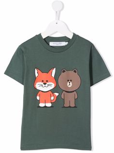 MAISON KITSUNE KIDS футболка с логотипом из коллаборации с Line Friends