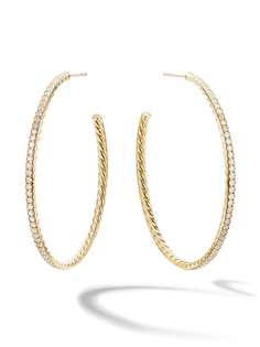 David Yurman золотые серьги-кольца Pavé с бриллиантами