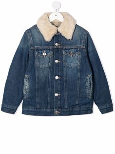 MM6 KIDS джинсовая куртка с меховым воротником
