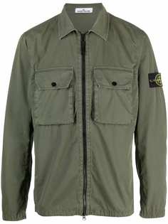 Stone Island куртка-рубашка с нашивкой-логотипом