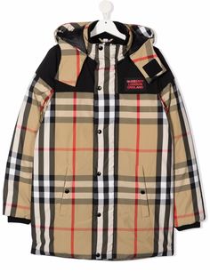 Burberry Kids куртка с капюшоном в клетку Vintage Check