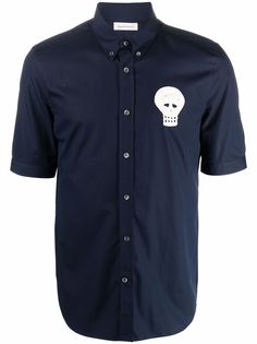 Alexander McQueen рубашка на пуговицах с нашивкой Skull