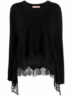 TWINSET джемпер с V-образным вырезом и кружевом