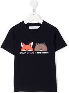 MAISON KITSUNE KIDS футболка с логотипом из коллаборации с Line Friends