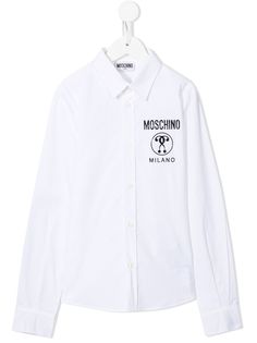 Moschino Kids рубашка с тисненым логотипом
