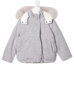 Brunello Cucinelli Kids пальто с капюшоном и искусственным мехом