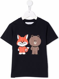 MAISON KITSUNE KIDS футболка с логотипом из коллаборации с Line Friends