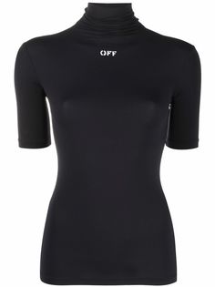 Off-White футболка с высоким воротником и логотипом