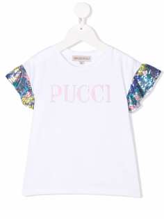 Emilio Pucci Junior футболка с логотипом из пайеток