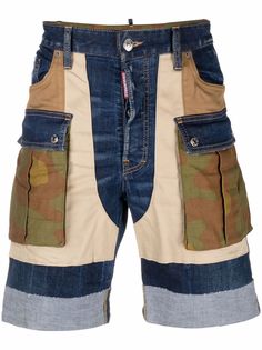 Dsquared2 джинсовые шорты карго со вставками