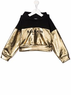 Balmain Kids худи с эффектом металлик