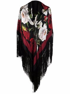 Dorothee Schumacher шарф с цветочным принтом и бахромой