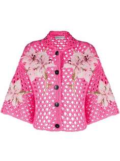 Valentino кардиган в технике кроше с цветочной вышивкой