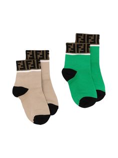 Fendi Kids комплект из двух пар носков с логотипом FF