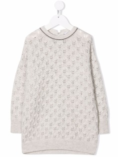 Brunello Cucinelli Kids ажурный джемпер