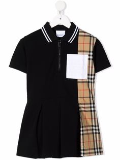 Burberry Kids платье с воротником поло и отделкой Vintage Check