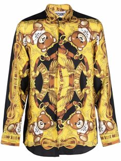Moschino шелковая рубашка с принтом
