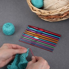 Набор крючков для вязания, d = 2-8 мм, 14,5 см, 12 шт, цвет разноцветный Арт Узор