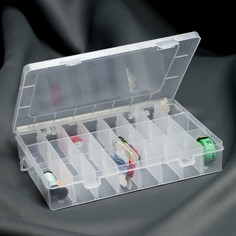 Органайзер для рукоделия, со съёмными ячейками, 24 отделения, 19,5 × 13,5 × 3,5 см, цвет прозрачный Арт Узор