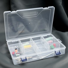 Органайзер для рукоделия, со съёмными ячейками, 10 отделений, 31 × 20,5 × 6 см, цвет прозрачный Арт Узор