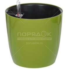 Горшок для цветов пластиковый Комфорт ПИ-25-6ТХ с автополивом, оливковый, 3.5 л