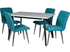 Обеденная группа стол и 4 стула (древпром) синий 160x75x75 см. Линоторг